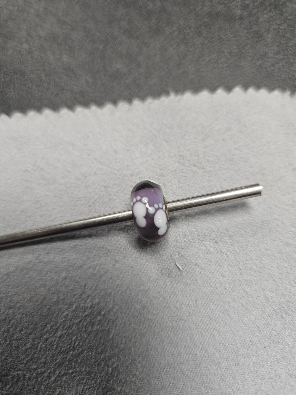 Trollbeads Unique Purple Glass Bead with White footprints RARE Ooak
